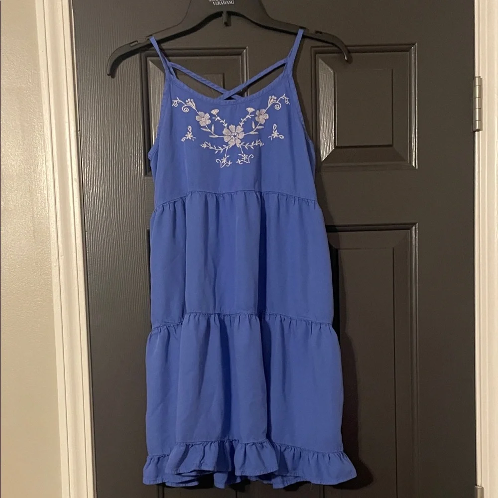 Old Navy Blue Dress with White Embroidery
